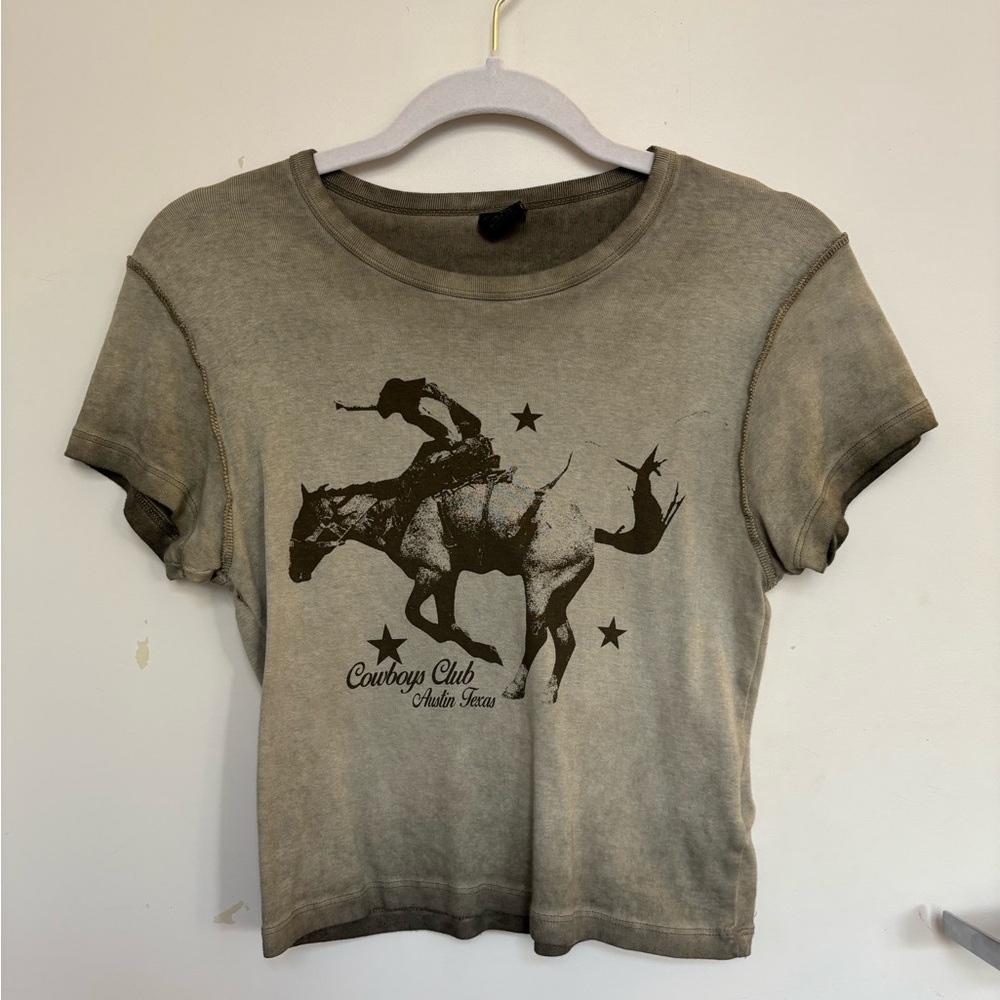 Army green urban outfitters cowboy crop top